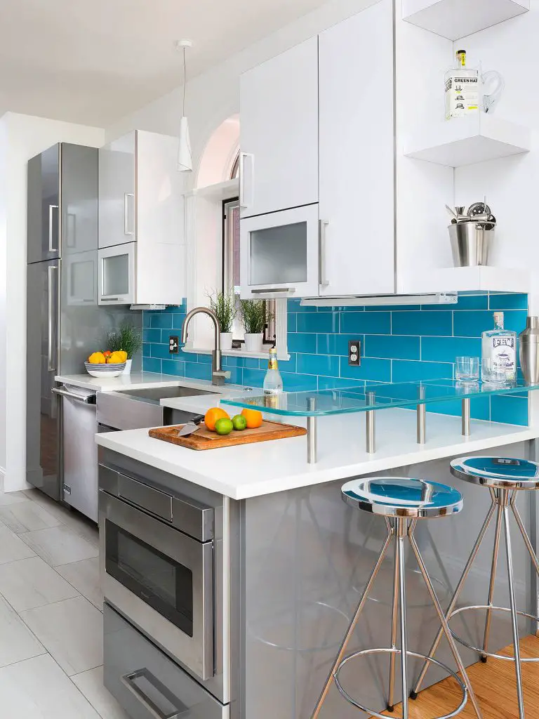 Blue And Gray White Kitchen Design